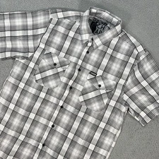 Dixxon Shirt Mens Medium Gray Plaid Button Up Chaplin Bamboo Blend