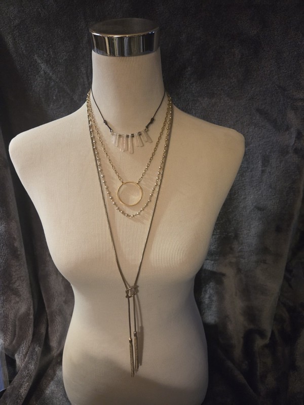 Lot of 4 Elegant Quaint Vintage Necklaces, Rose Quartz, Lariat, Faux Pearls