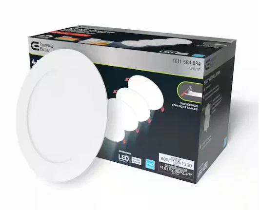 Commercial Electric 6in. LED Duobright 3 Level Lumen Select Canless Recessed 4PK - Image 4 of 4