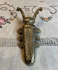 Vintage 8.5” Heavy Brass Beetle Scarab Big Boot Jack Scraper Shoe Remover Decor