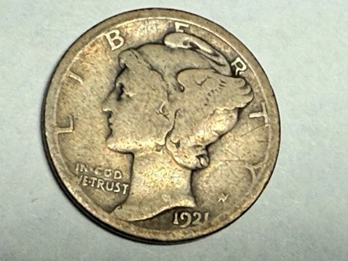 1921 MERCURY silver U.S. dime. VG/Good. #q1