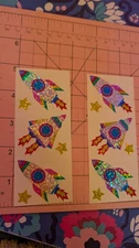 Vintage Mrs Grossmans Stickers Rocket Ship Stars Sparkle 6 Modules 