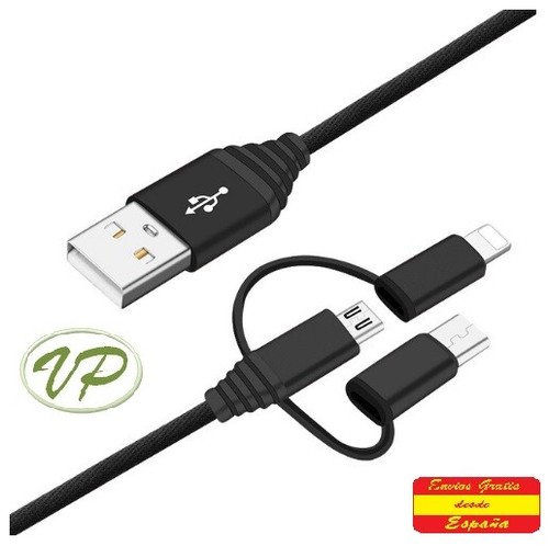 Cable USB cargador móvil Micro usb tipo C 8 pin conector Multi adaptador en 1 | eBay