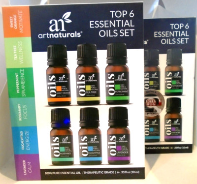 Artnaturals Top 6 Essential Oils Set 6 Piece Set .33 fl oz (10 ml) Ea LOT of 2