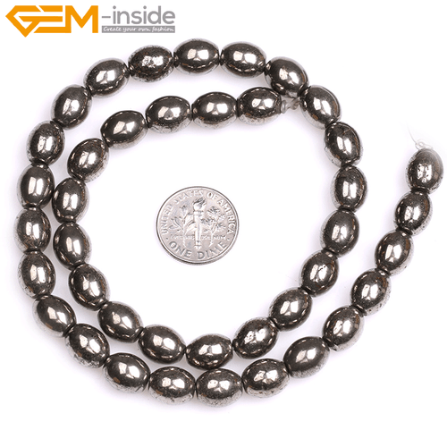 Natural Gray Pyrite Gemstone Loose Beads Olivary For Jewelry Making Strand 15"GI - Picture 5 of 39
