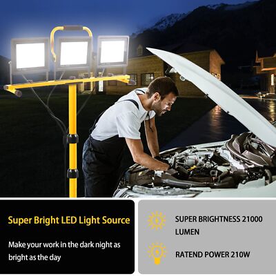 21000 Lumen Work Lights with Stand, 3 Adjustable Head LED Work