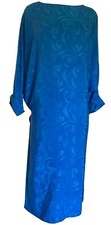 Vintage Yessica Y Electric Blue Dress, Tie, 40 Retro Blouson Satin Drop Waist
