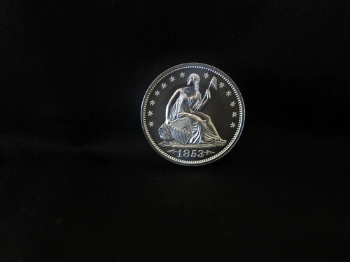 1853 Seated Liberty Arrows & Rays Commemorative 2 oz Silver HR USA Made BU Round