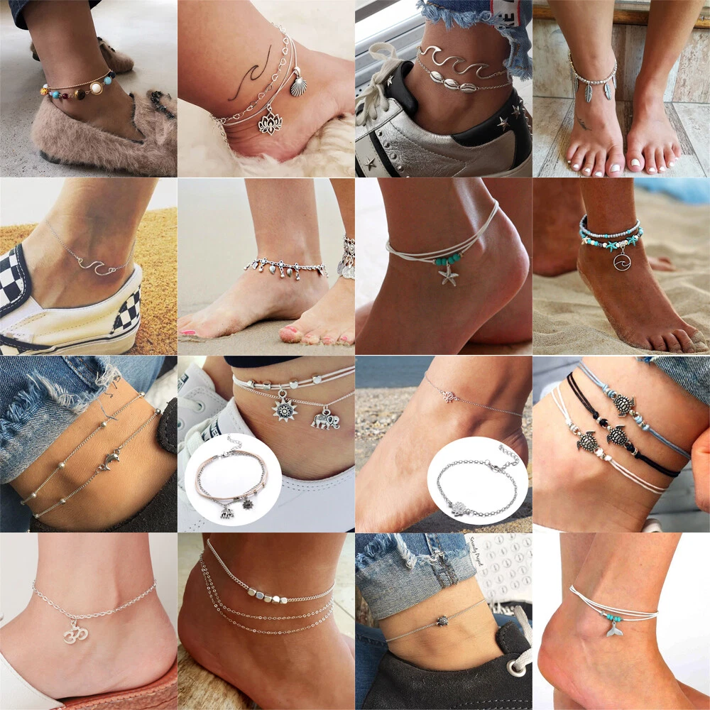 Silver sale bead anklet