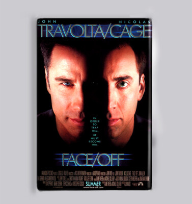 FACE / OFF (1997) - 2'' x 3'' MOVIE POSTER MAGNET (travolta nic cage woo action)