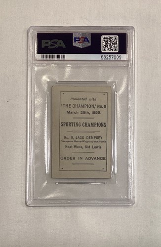 JACK DEMPSEY RC 1922 THE CHAMPION SPORTING CHAMPIONS ROOKIE CARD #9 PSA 3 - Picture 2 of 2