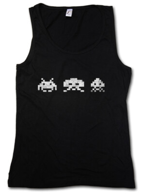 DIGITAL INVADERS TANK TOP Arcade Game Retro Nerd Alien Space 80s Console
