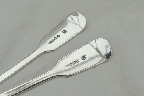 RARE PAIR VICTORIAN HM STERLING SILVER FIDDLE & SHELL SAUCE LADLES 1852 - Picture 6 of 6