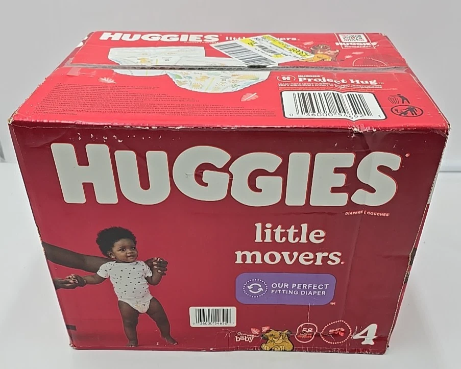 Huggies Little Movers Disposable Baby Diapers, Size 4 (22-37 lbs), 58 Ct