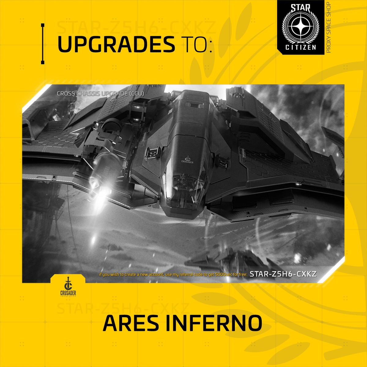 Star Citizen – Upgrade De Vaisseau Vers Crusader Ares Inferno – CCU Disponible – Jeu PC – Édition Cloud Imperium
