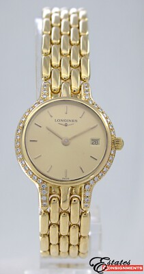LONGINES 手巻　時計　ゴールド　ダイヤ　 gold diamond Longines 18k Yellow Gold Diamond Ladies Watch | eBay