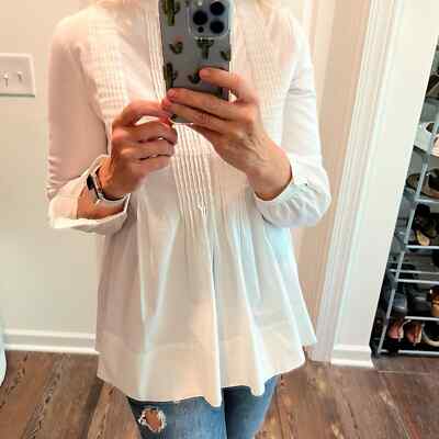 Saks Fifth Avenue Crisp White Babydoll Top Blouse