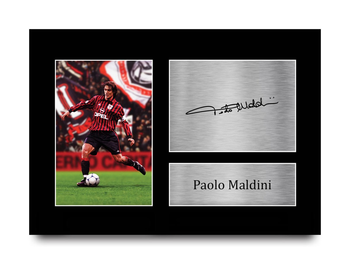 Paolo Maldini Signed Printed Autograph A4 Photo Pic a