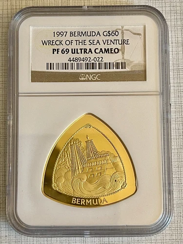 Bermuda 1997 Wreck of the Sea Venture $60 1 oz Gold Coin NGC PF69 UC SKU# 1299