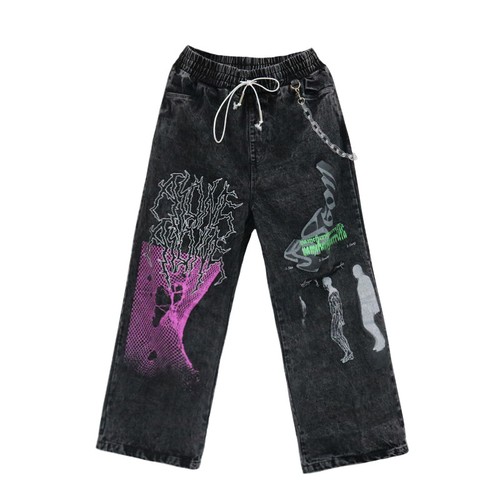 Rapper Retro Loose Denim Pants Dancing 