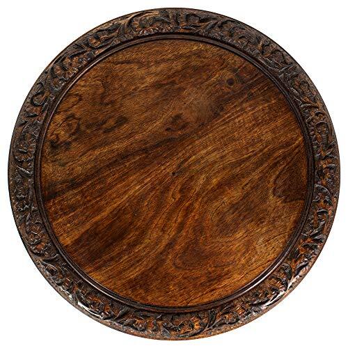 Mesa de centro antigua de madera maciza tallada a mano con acento marrón 18""D x 18""W x 18""H - Imagen 8 de 8
