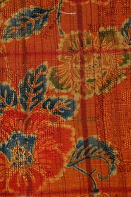 f-515 vintage wool blend kimono fabric - flower - 14" x 39"