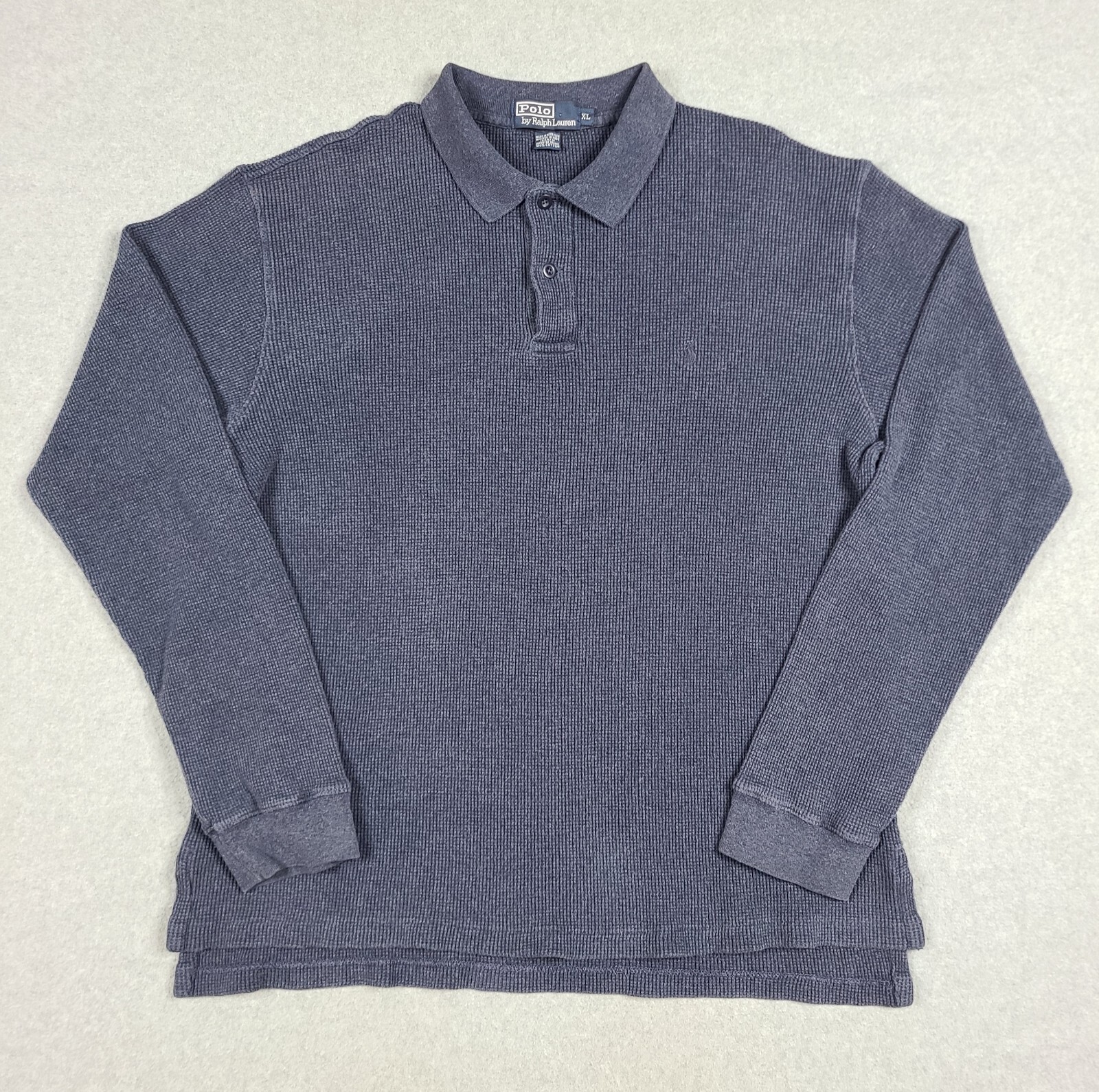 Polo Ralph Lauren blu termica camicia manica lunga taglia XL pony ricamato preppy