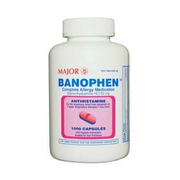 Generic Benadryl Major Banophen Antihistamine Diphenhydramine 50mg Caps ...