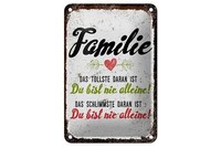 Blechschild Spruch Familie Du Bist Nie Alleine Deko 12X18 Cm Schild