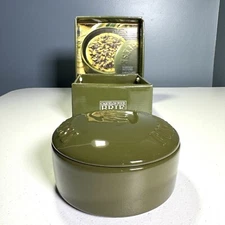 Gourmet du Village, Cheese Fromage GREEN Ceramic Brie Baker Cheese Dish With Lid