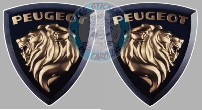 2 x STICKER LOGO PEUGEOT LION AUTOCOLLANT INSIGNE MARQUE AUTO GARAGE PA374+PF056
