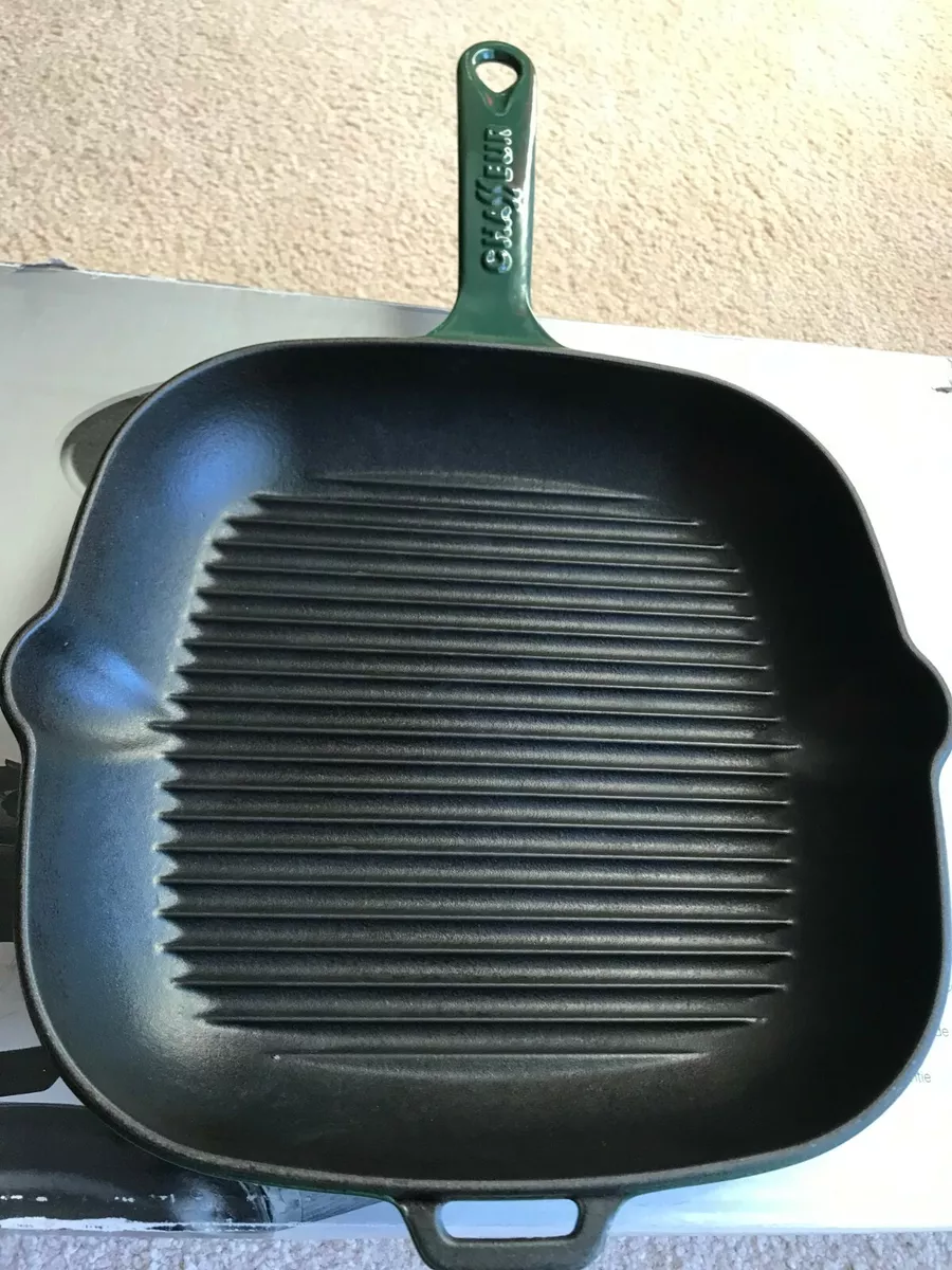 Chasseur Green Enameled Cast Iron square grill pan 20 x 20 cm eBay