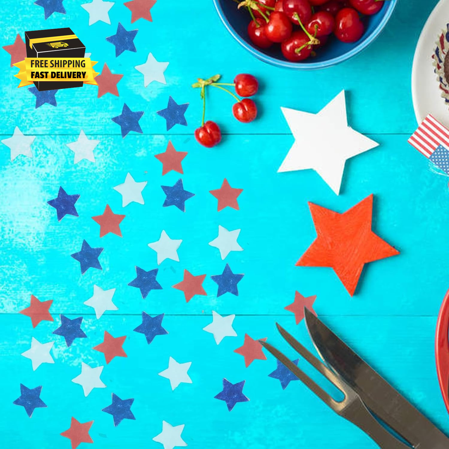 8000Pcs Patriotic Star Confetti Decoration, 4Th of July Blue Red White Paper Sta