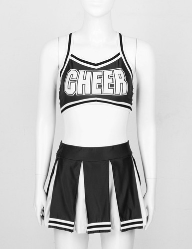 Womens Cheerleader Costume Cheer High School Girl Cosplay Fancy Dress Mini Skirt - Picture 35 of 121