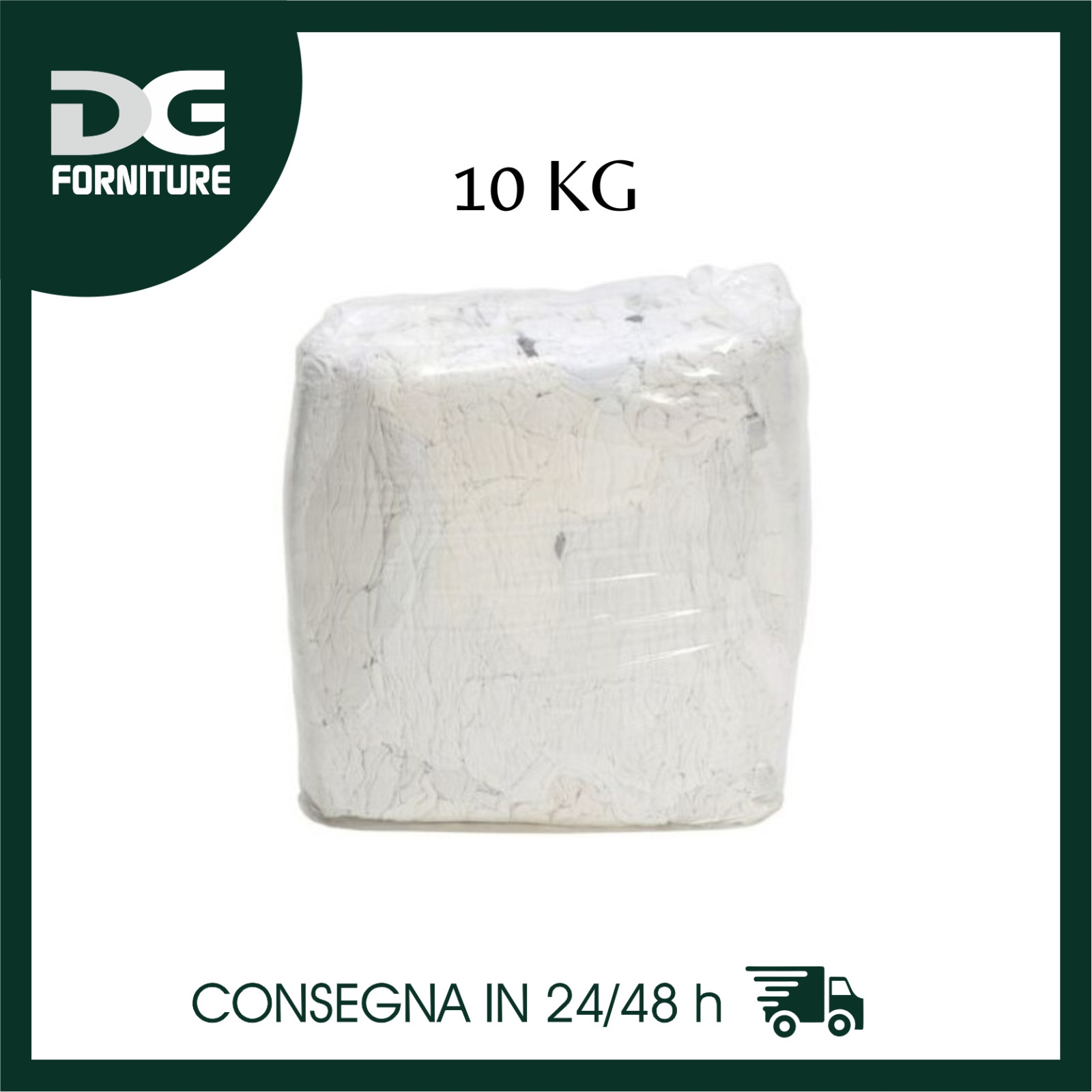 Stracci Bianchi Cotone 10 KG Pezzame Industriale Sanificato Top
