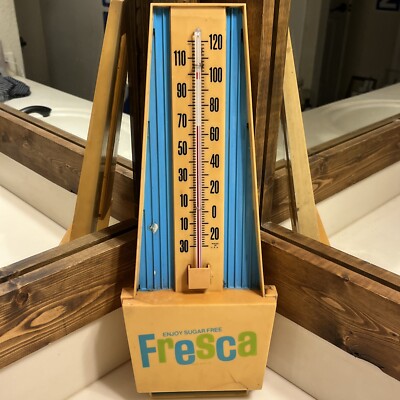 FRESCA Molded Plastic Advertising Thermometer 1970's Made in U.S.A.