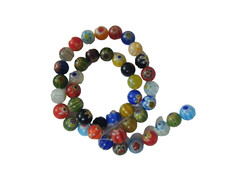 14" Strand 10mm Millefiori Round Beads x 8 strands