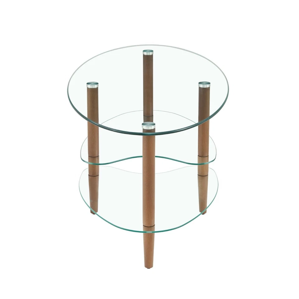 Mesas de centro modernas de vidrio ovalado negras/claras mesa auxiliar de té estante sala de estar Foto 4 de 4