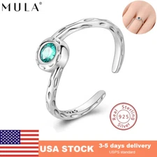 MULA European 925 Sterling Silver Ring Blue AAA CZ Summer LOVE Women Jewelry