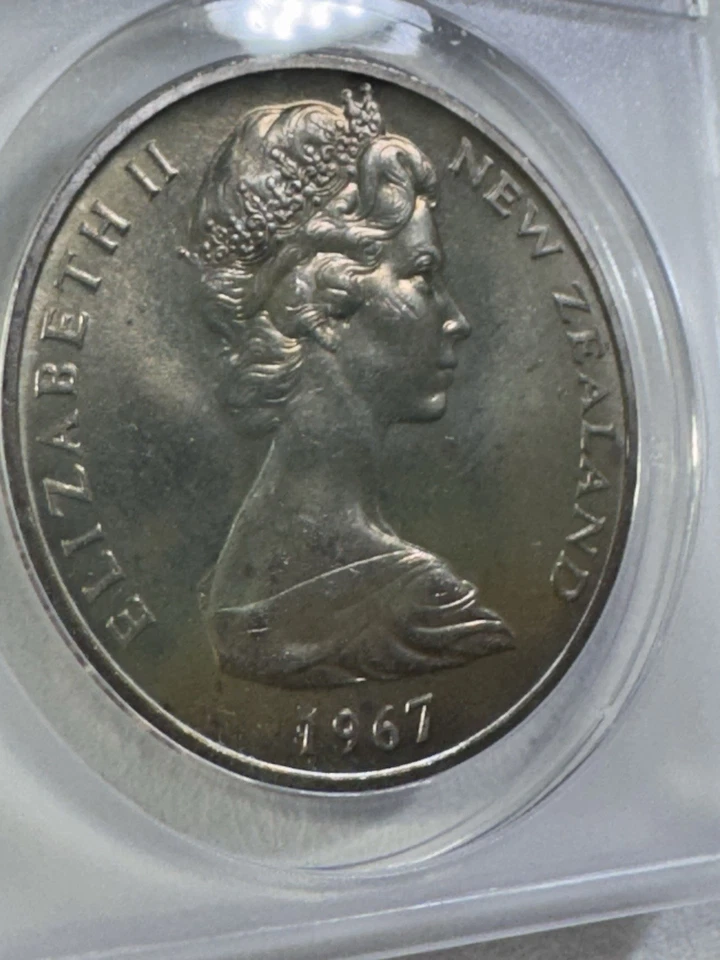 1967 New Zealand 1 Dollar Graded MS 67 by ANACS - Image 2 of 4