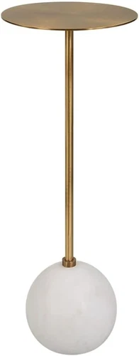 Gimlet White Marble & Metal Accent Drink Table - Stylish & Modern - Picture 2 of 4