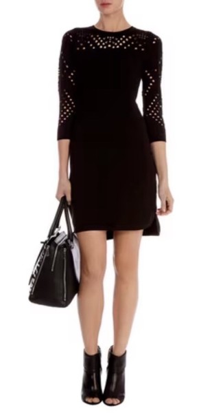 KAREN MILLEN Knitted Black 3/4 Sleeve Dress Size 1 Small S