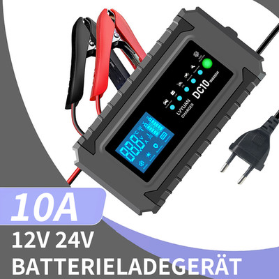 12V/24V 10A Intelligentes Batterieladegerät Reparatur Digital Display für Auto