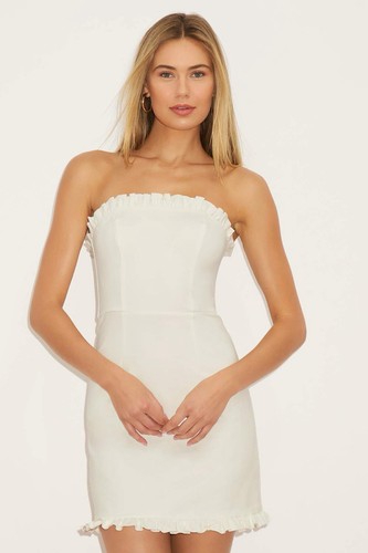 Lulus Little Lovely Women's S Ivory Mini Dress Strapless NWOT - Picture 2 of 13