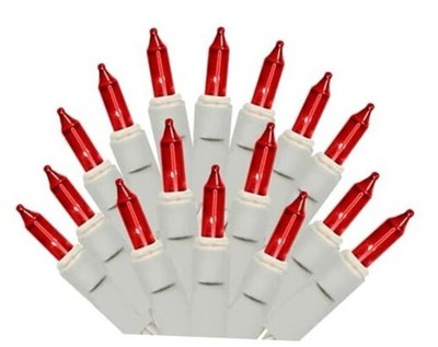 Dobar Red Christmas Lights White Wire - 100 Count - Red Christmas Tree Lights