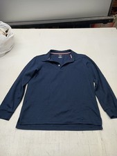 French Toast Boys School Uniform Long Sleeve Pique Polo Shirt, Navy Blue, L