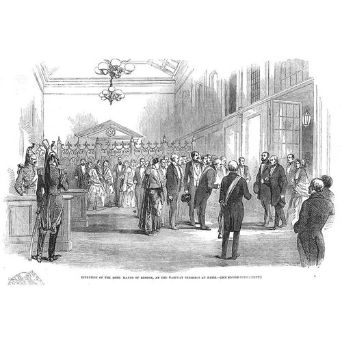 PARIS Reception of the Mayor of London at the Railway Terminus - Old Print 1851