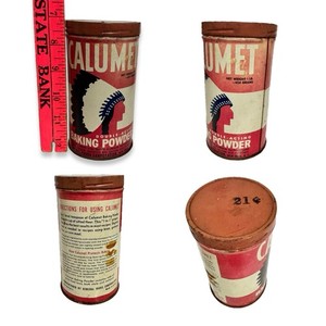 Vintage Calumet Baking Powder 1 Pound Tin/Metal Can Native American Indian Chief