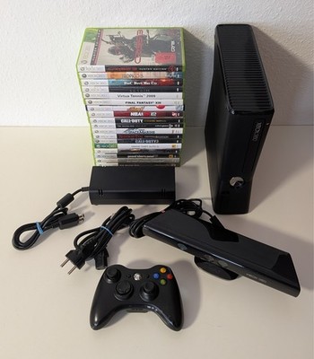 Xbox 360 S Konsole 4 + 250 GB Schwarz - Wireless Controller - 18x Spiele Kinect
