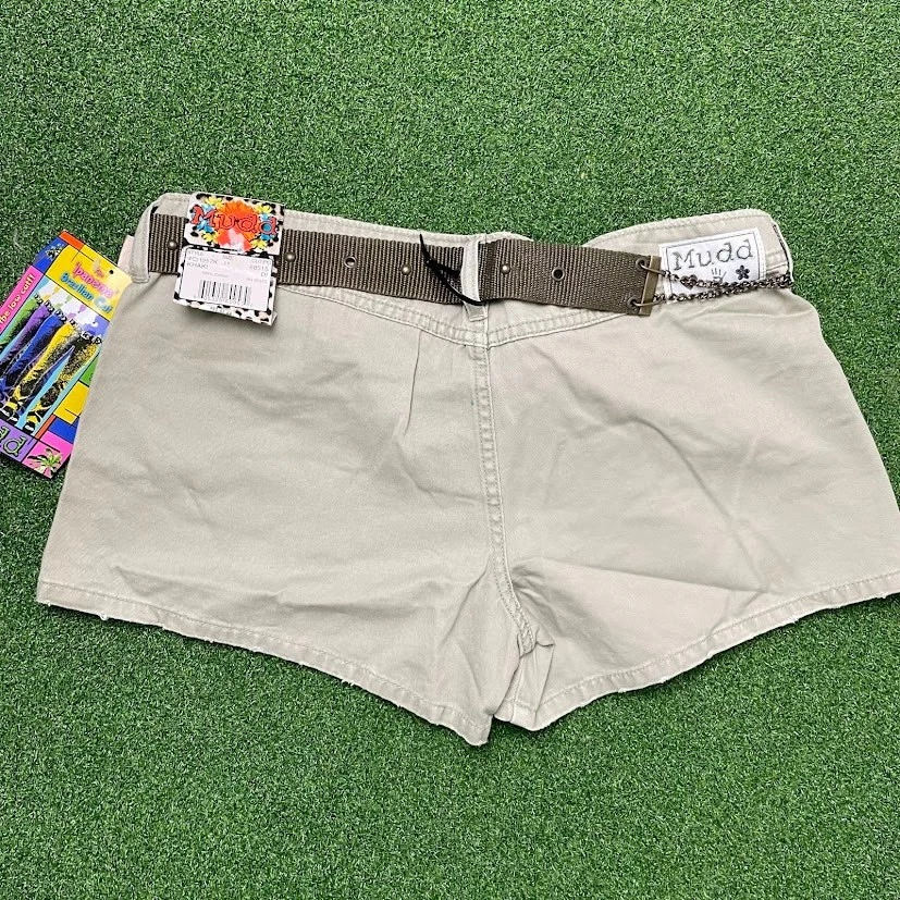 Pantalones Cortos De Colección Y2K Años 2000 Nuevos con Etiquetas Mudd Caqui Carga Estilo Utilitario Talla 11 Foto 3 de 4